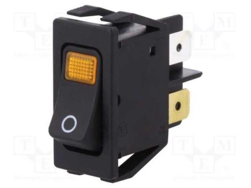 ROCKER, DPST, Pos: 2, ON-OFF, 16A/250VAC, preto, .