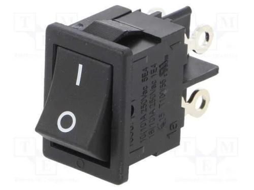 ROCKER, DPST, Pos: 2, ON-OFF, 4A/250VAC, preto, I.