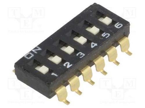 Interruptor: DIP-SWITCH, Quantidade de secções: 6.
