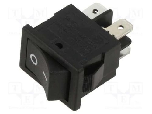 ROCKER, DPST, Pos: 2, OFF-ON, 10A/250VAC, preto, .