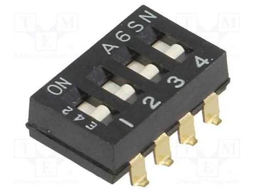 Interruptor: DIP-SWITCH, Quantidade de secções: 4.