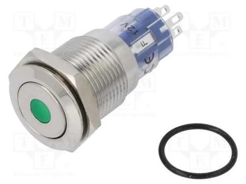 Interruptor: Antivandalismo, Dpdt, 3a/250vac, Ip67, On-(On), Verde