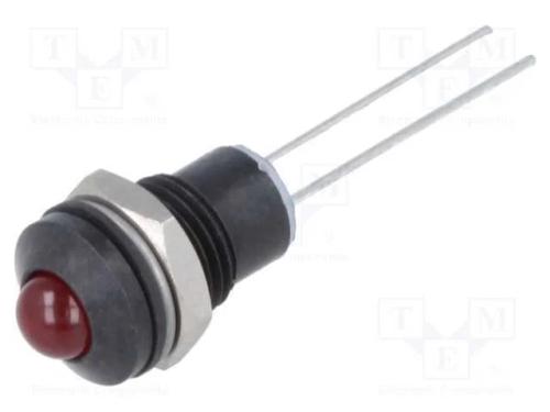 Luz indicadora: LED, convexa, vermelho, 2VDC, 8mm.