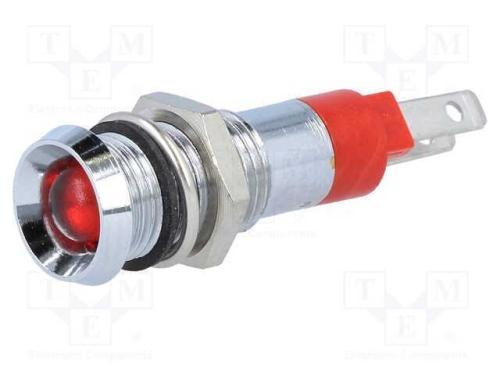 Luz indicadora: LED, côncavo, vermelho, 24÷28VDC,.