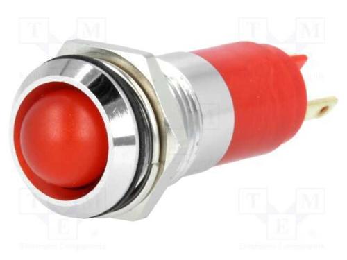 Luz indicadora: LED, côncavo, vermelho, 24÷28VDC,.