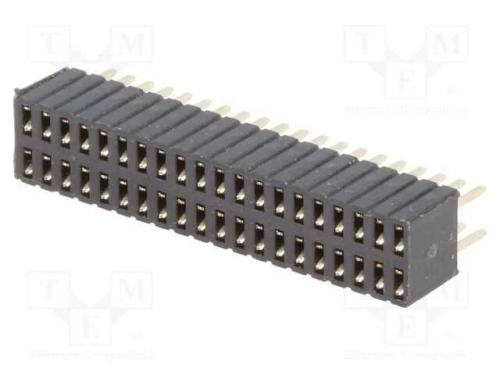 Tomada, pinos, fêmea, PIN: 40, simples, 1,27mm, T.