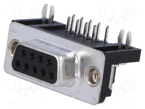 D-Sub, PIN: 9, tomada, fêmea, angulares 90, THT, .