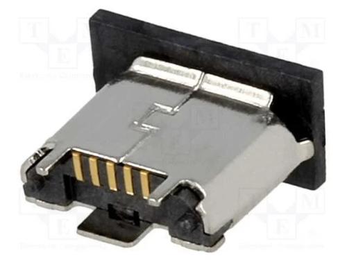 Tomada, Usb B Micro, Smt, Pin: 5, Usb 2.0, Dourado, Aço Inoxidável