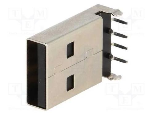 Ficha, Usb A, para Pcb, Tht, Pin: 4, Angulares 90, Usb 2.0