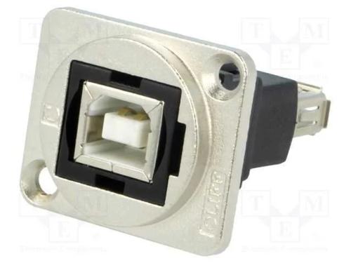 Conector, Usb a Tomada,Usb B Tomada, Ft, Usb 2.0, Metal, 19x24mm