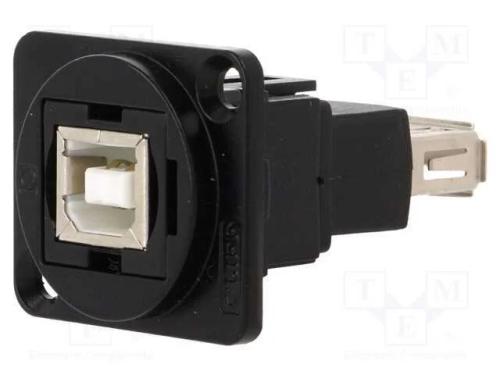 Conector, Usb a Tomada,Usb B Tomada, Ft, Usb 2.0, Metal, 19x24mm