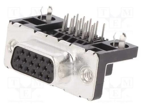 D-Sub HD, PIN: 15, tomada, fêmea, para PCB,trinco.