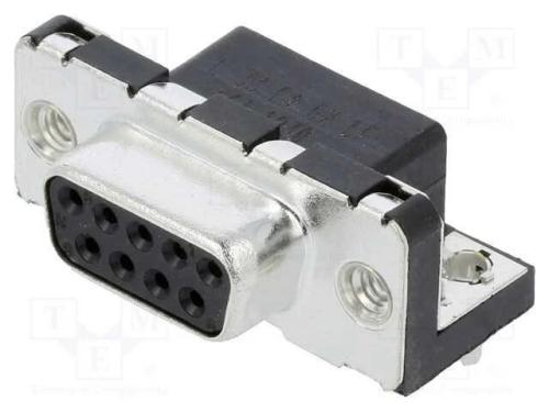 D-Sub, PIN: 9, tomada, fêmea, para PCB,trinco PCB.