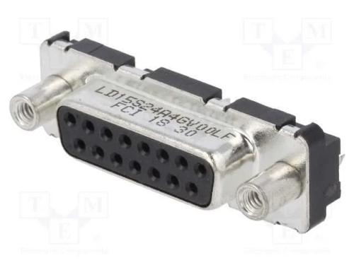 D-Sub, PIN: 15, tomada, fêmea, para PCB,trinco PC.