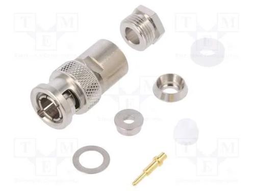Ficha, BNC, macho, simples, 50O, trançado (clamp).