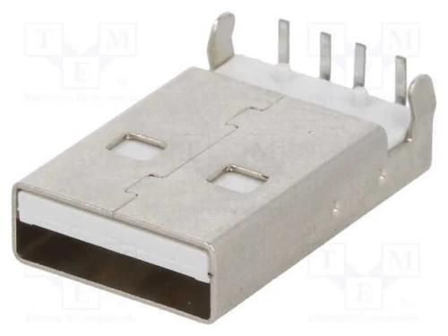 Ficha, Usb A, para Pcb, Tht, Pin: 4, Angulares 90, Usb 2.0, Dourado