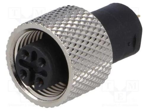 M12, Pin: 4, Fêmea, para Inundar,Com Cabo, Solda, 125v, 10a