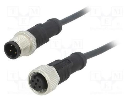 Cabo para Sensores/Automatização, Pin: 4, M12-M12, 1m, Pino, Pino