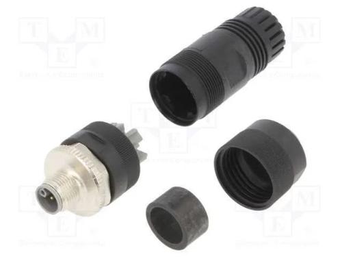 Ficha, M12, Pin: 5, Macho, Código L-Power, com Cabo, Ip67, Simples