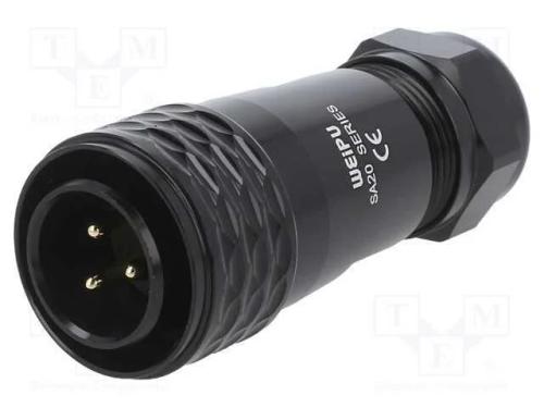 Ficha, SA20, macho, PIN: 3, IP67, 8÷12mm, 25A, so.