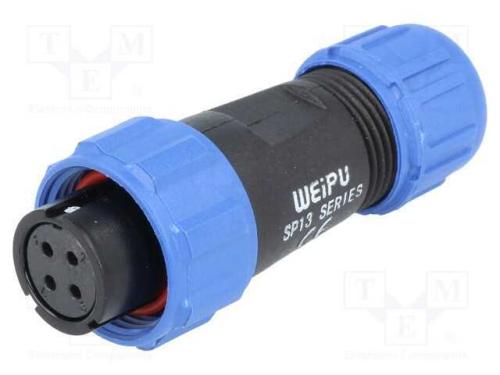 Ficha, SP13, fêmea, PIN: 4, IP68, 4÷6,5mm, 5A, so.