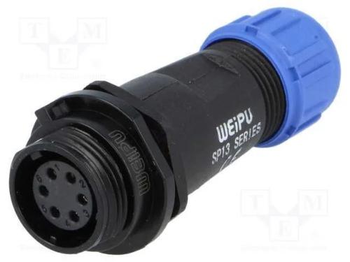 Ficha, SP13, fêmea, PIN: 6, IP68, 4÷6,5mm, 5A, so.