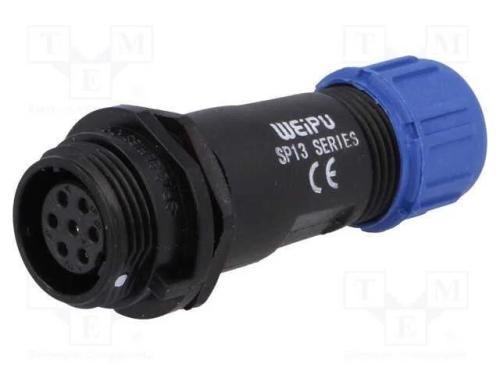 Ficha, SP13, fêmea, PIN: 7, IP68, 4÷6,5mm, 5A, so.