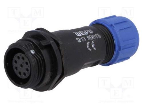 Ficha, SP13, fêmea, PIN: 9, IP68, 4÷6,5mm, 3A, so.