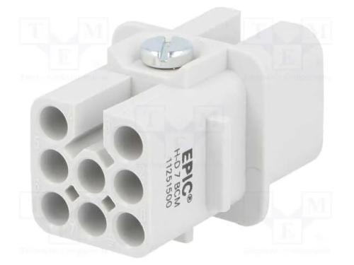 Conector: HDC, fêmea, EPIC H-D, PIN: 8, 7+PE, tam.