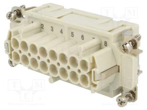 Conector: Hdc, Inserto de Contatos, Fêmea, S-Ep, Pin: 16, 16+Pe