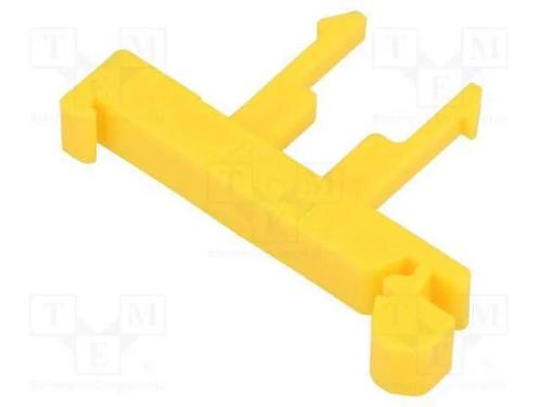 Pega de fixação, para trilho DIN,trinco, amarelo,.