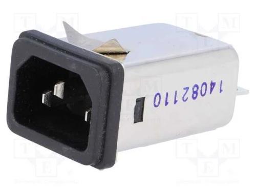 Conector: de alimentação, tomada, macho, 6A, 250V.