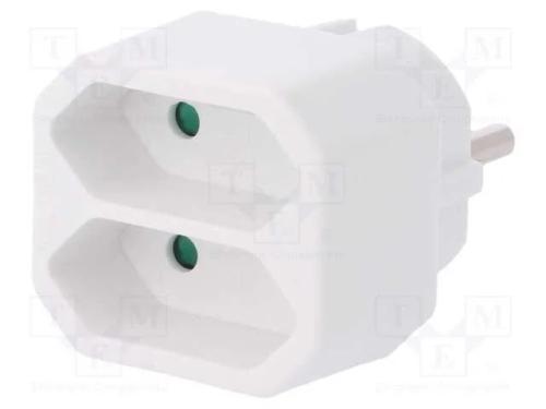Conector: de alimentação, multiplicador, 2P, bran.