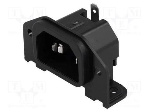 Conector: de alimentação, tomada, macho, 10A, 250.