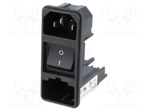 Conector: de alimentação, tomada, macho, 10A, 250.
