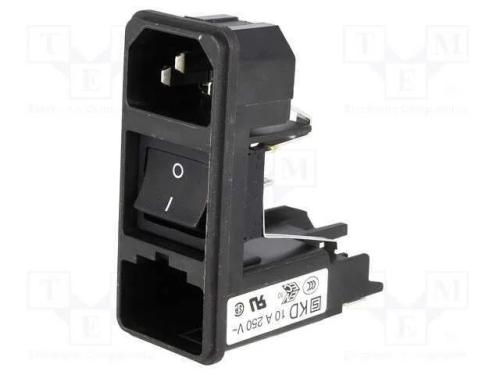 Conector: de alimentação, tomada, macho, 10A, 250.