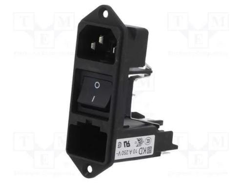 Conector: de alimentação, tomada, macho, 10A, 250.