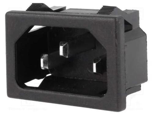 Conector: de alimentação, tomada, macho, 10A, 250.