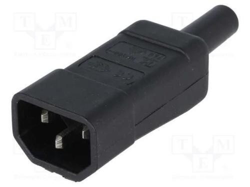 Conector: de alimentação, ficha, macho, 10A, IEC .