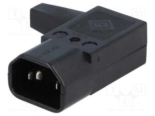 Conector: de alimentação, ficha, macho, 10A, IEC .