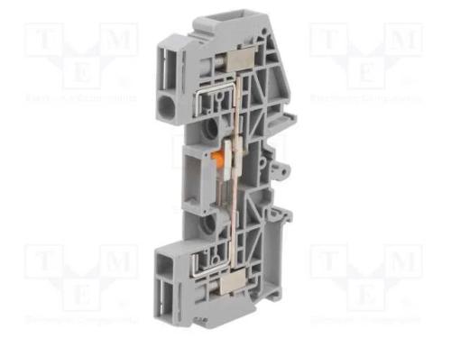 Conector: de Carril, Urtk, 6mm2, Faixas: 1, Braçadeiras: 2, Cinzenta
