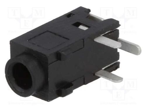 Tomada, Jack 2,5mm, Fêmea, Stereo, Faixas: 3, Angulares 90, Tht