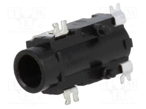 Tomada, Jack 3,5mm, Fêmea, Stereo, Faixas: 3, Angulares 90, Smt