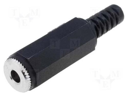 Ficha, Jack 3,5mm, Fêmea, Stereo, Faixas: 3, Simples, com Cabo, 4mm