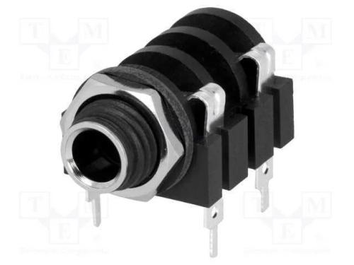 Tomada, Jack 6,3mm, Fêmea, Mono,Com Interruptor Duplo, Faixas: 2