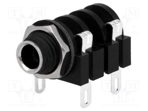Tomada, Jack 6,3mm, Fêmea, Mono, Faixas: 2, Angulares 90, Solda
