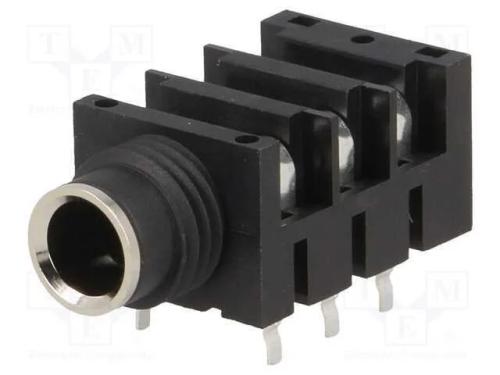 Tomada, Jack 6,3mm, Fêmea, Sem Rosca,Stereo, Faixas: 3, Tht