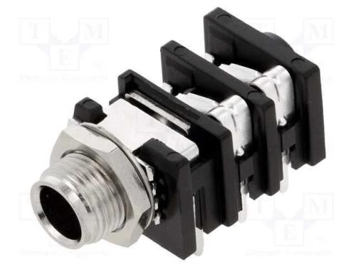 Tomada, Jack 6,3mm, Fêmea, Stereo,Com Interruptor Triple, Tht