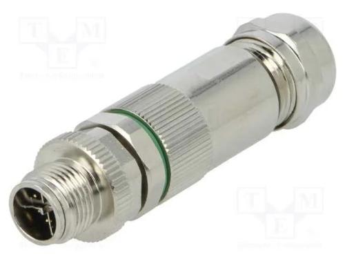 Ficha, M12, Pin: 8, Macho, Código X-Profinet, com Cabo, Solda, Ip67
