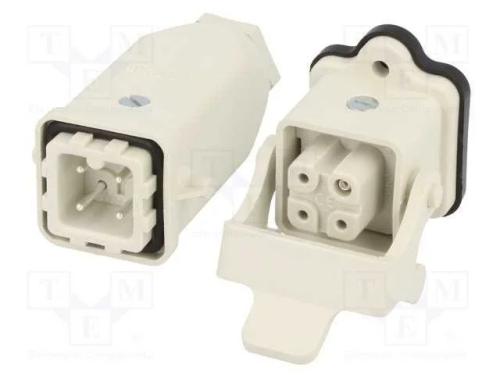 Conector: HDC, macho + fêmea, S-A, PIN: 4, 3+PE, .